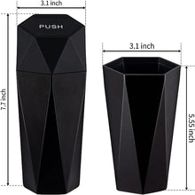 Load image into Gallery viewer, JUSTTOP Car Trash Can with Lid, Diamond Design Small Automatic Portable Trash Can, Easy to Clean, Used in Car Home Office Interior Accessories, 2PCS (Black)