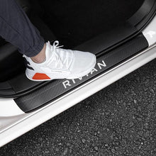 Load image into Gallery viewer, LEXLEY For RIVIAR R1S R1T Carbon Fiber Style Leather Door Sill Protector Anti-Dirty Scuff Plate Cover Guard Sills Protector Trim,Welcome Pedal Protect 4PCS -SLIVER