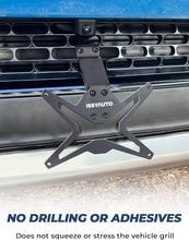 Load image into Gallery viewer, ISSYAUTO License Plate Holder Compatible with Rivian R1T R1S 2022 2023 Aluminum License Plate Mount Kit License Plate Frame, Height-Adjustable