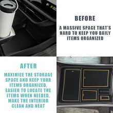 Load image into Gallery viewer, BestEvMod for Rivian R1T & Rivian R1S Lower Center Console Organizer Tray Interior Accessories Storage Box ABS Material with PVC Trim Compatible with Rivian R1T/R1S 2022 2023 2024 Accessories (Yellow)