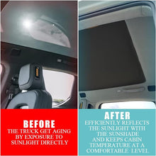 Load image into Gallery viewer, BestEvMod for Rivian R1T Foldable Roof Sunshade 2 Layer Accessories,Sunroof Reflective Covers Blocks Glare Blocks UV Rays Heat & Sun Protection Compatible with Rivian R1T 2022 2023 Accessories (Black)