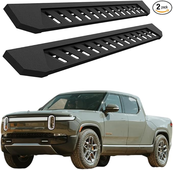 Running Boards Compatible with Rivian R1T/R1S 2022 2023 2024 Side Steps Pedals Step Bars Aluminum Black