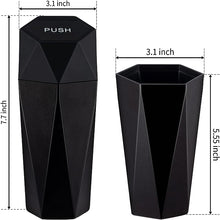 Load image into Gallery viewer, JUSTTOP Car Trash Can with Lid, Diamond Design Small Automatic Portable Trash Can, Easy to Clean, Used in Car Home Office Interior Accessories, 2PCS (Black)
