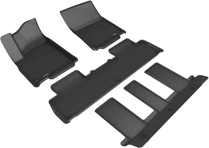 3D MAXpider Custom Fit Kagu Floor Mat (Black) Compatible with RIVIAN R1S 2022-2023 - Full Set