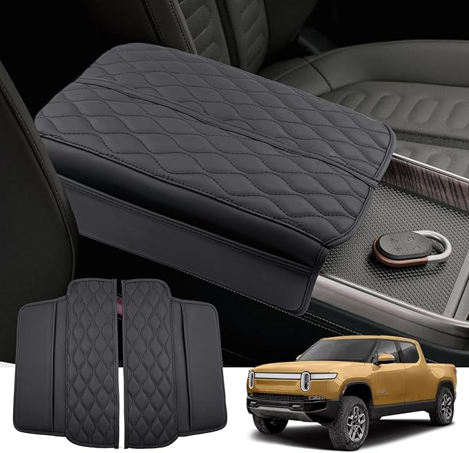 Armrest Cover for Rivian R1T/R1S Center Console Covers Rivian R1T/R1S Accessories 2PCS Soft & Comfy Auto Armrest Cover Protector Compatible with 2022 2023 Rivian R1T/R1S Pickup,Trucks