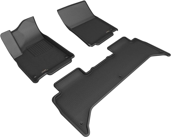 3D MAXpider Custom Fit Kagu Floor Mat (Black) Compatible with Rivian R1T 2022-2024 - Full Set