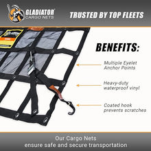 Load image into Gallery viewer, GLADIATOR CARGO NETS - Heavy Duty Cargo Net - Truck Accessory - Cargo Carrier - Truck Organizer - Small (SGN-100) 4.75' x 6' ft.
