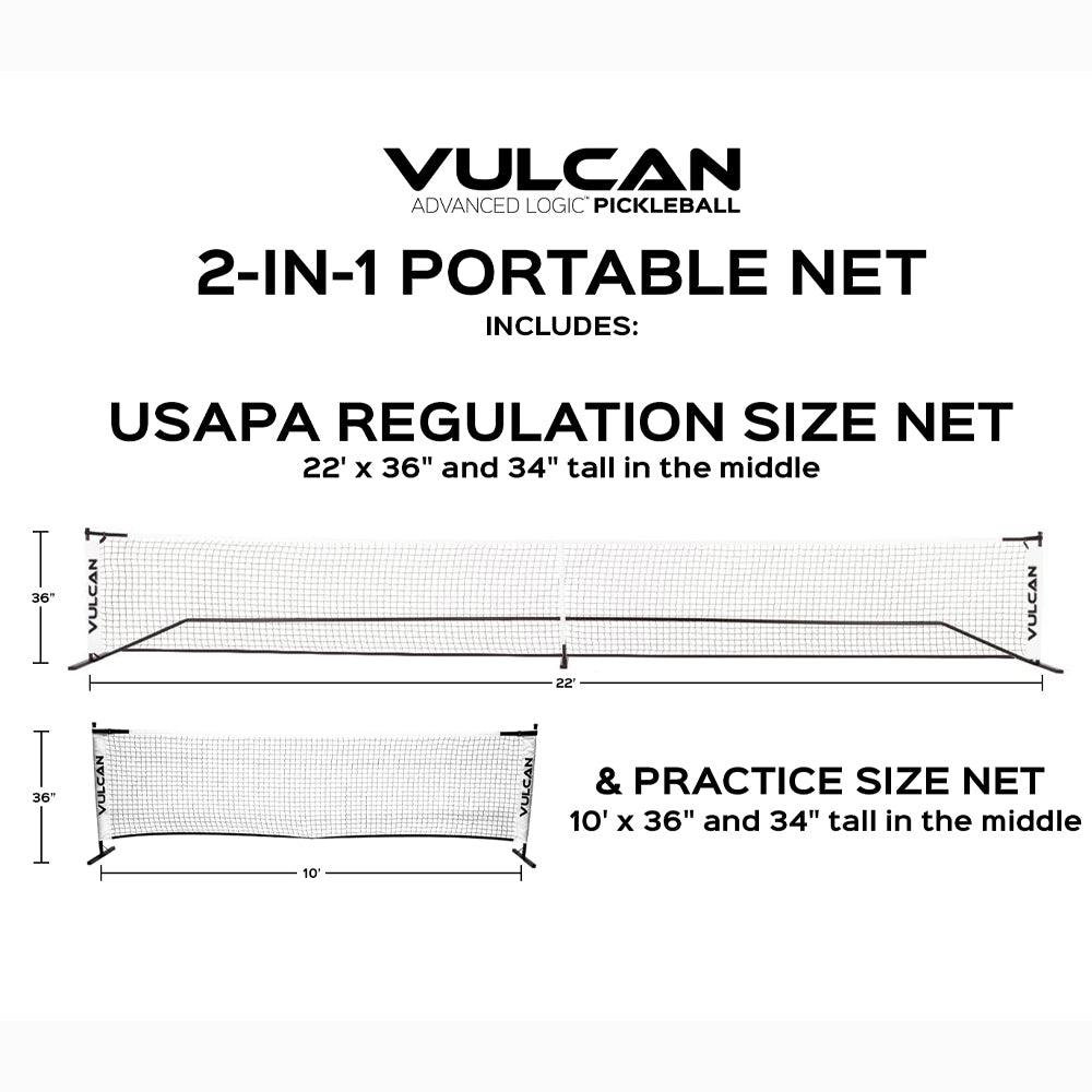Vulcan Portable Pickleball 2-in-1 Net System
