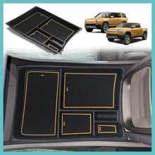 Load image into Gallery viewer, BestEvMod for Rivian R1T &amp; Rivian R1S Lower Center Console Organizer Tray Interior Accessories Storage Box ABS Material with PVC Trim Compatible with Rivian R1T/R1S 2022 2023 2024 Accessories (Yellow)
