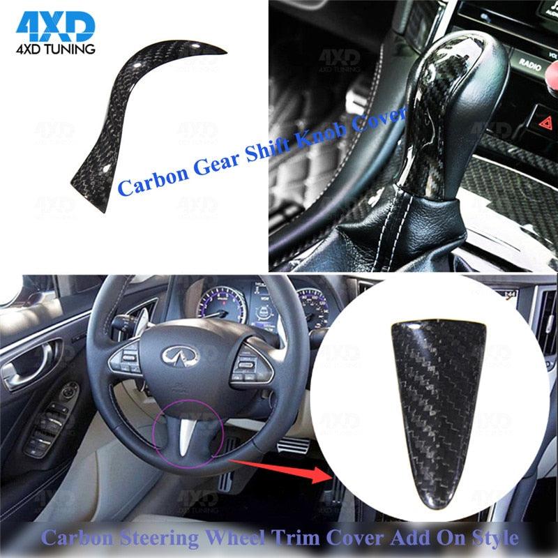 Q50 Gear Shift Knob Cover For Infiniti Q50S Carbon Steering Wheel Patch Trim sticker interior trim 2014 2015 2016 2017 2018 2019 - ExpertPickleball.com