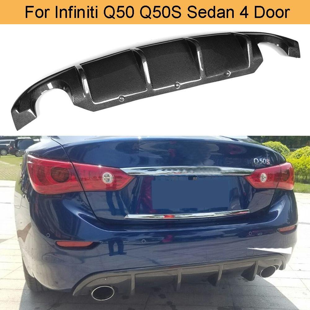 Q50 Rear Bumper Diffuser Spoiler For Infiniti Q50 Q50S Sedan 4 Door Standard Sport 2013 - 2017 Carbon Fiber Rear Lip Spoiler - ExpertPickleball.com