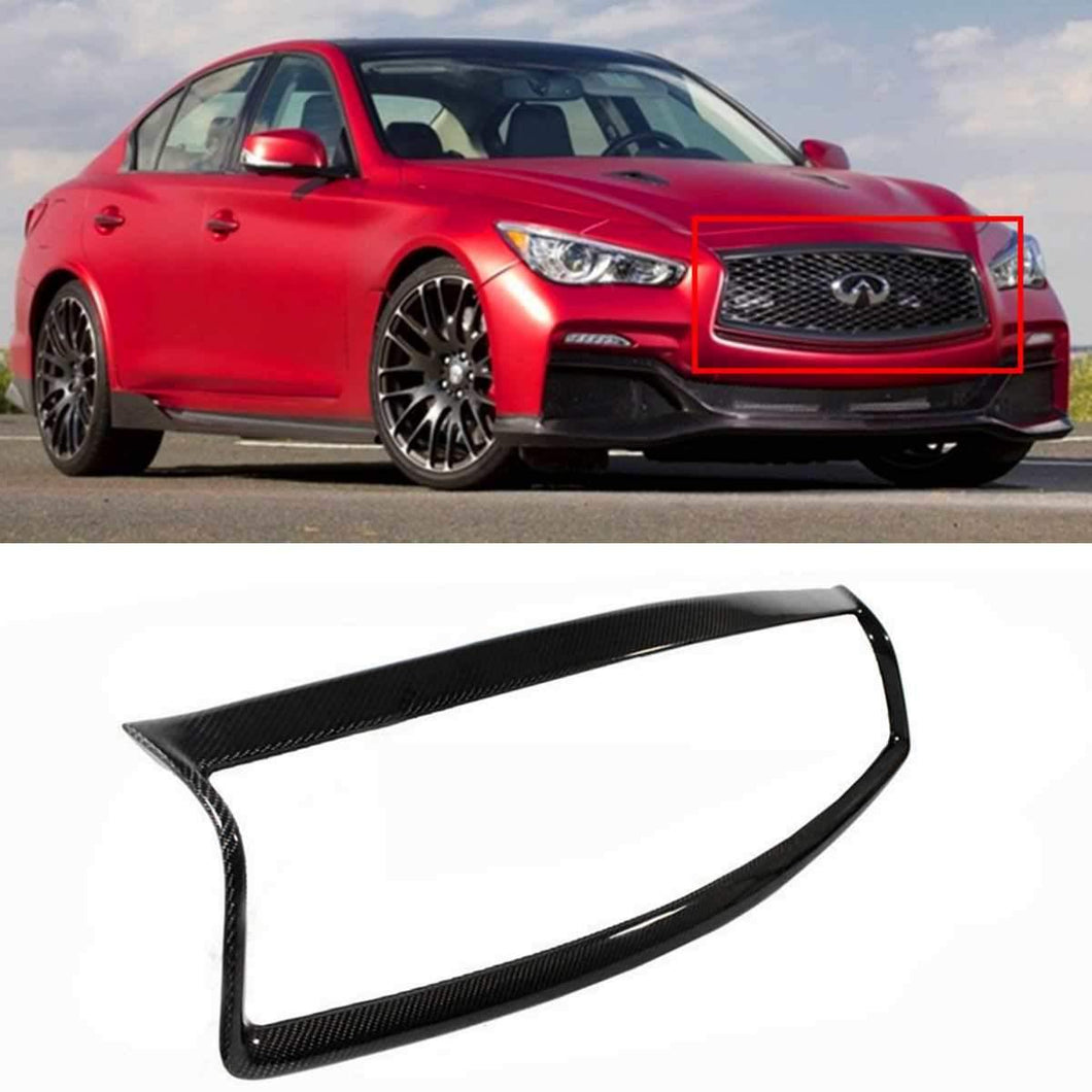 Q50 Real Carbon Fiber Car Front Bumper Racing Grill Outline Moulding Trim Cover Frame Overlay For Infiniti Q50 2014-2017 - ExpertPickleball.com